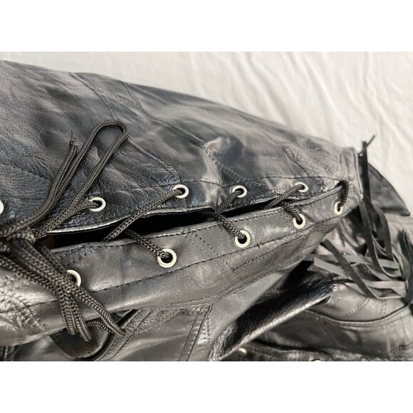 Genuine Buffalo Leather Naverre Leather Vest Men XXXL Italian Stone Fringe - Picture 10 of 10